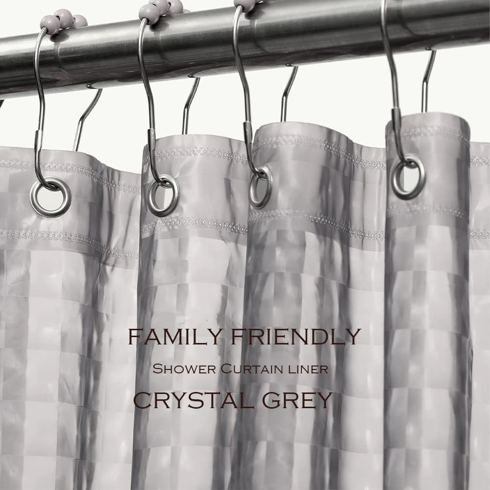 Eazzier Bath 3D Crystal Grey Plastic Shower Curtain Liner 72x72 Inch Thin Lightweight Ice Cube Plastic Bathroom Shower Showroom Inner Curtain with Rustproof Metal Grommet Holes and Weighted Magnets