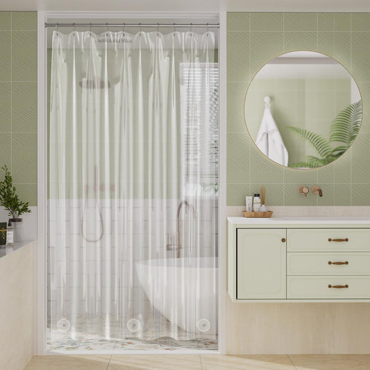 Amazer Clear Shower Curtain Liner 60x72 Plastic Shower Liner PEVA Medium Weight Inside Shower Curtain for Bathroom with Rustproof Grommets