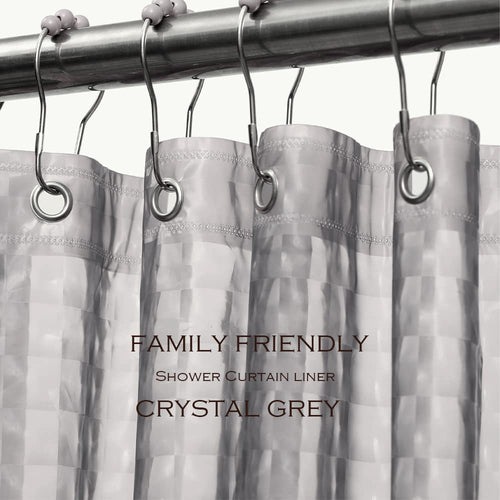 Eazzier Bath 3D Crystal Grey Plastic Shower Curtain Liner 72x72 Inch Thin Lightweight Ice Cube Plastic Bathroom Shower Showroom Inner Curtain with Rustproof Metal Grommet Holes and Weighted Magnets
