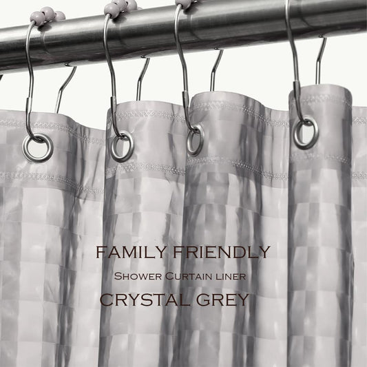 Eazzier Bath 3D Crystal Grey Plastic Shower Curtain Liner 72x72 Inch Thin Lightweight Ice Cube Plastic Bathroom Shower Showroom Inner Curtain with Rustproof Metal Grommet Holes and Weighted Magnets