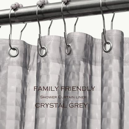 Eazzier Bath 3D Crystal Grey Plastic Shower Curtain Liner 72x72 Inch Thin Lightweight Ice Cube Plastic Bathroom Shower Showroom Inner Curtain with Rustproof Metal Grommet Holes and Weighted Magnets